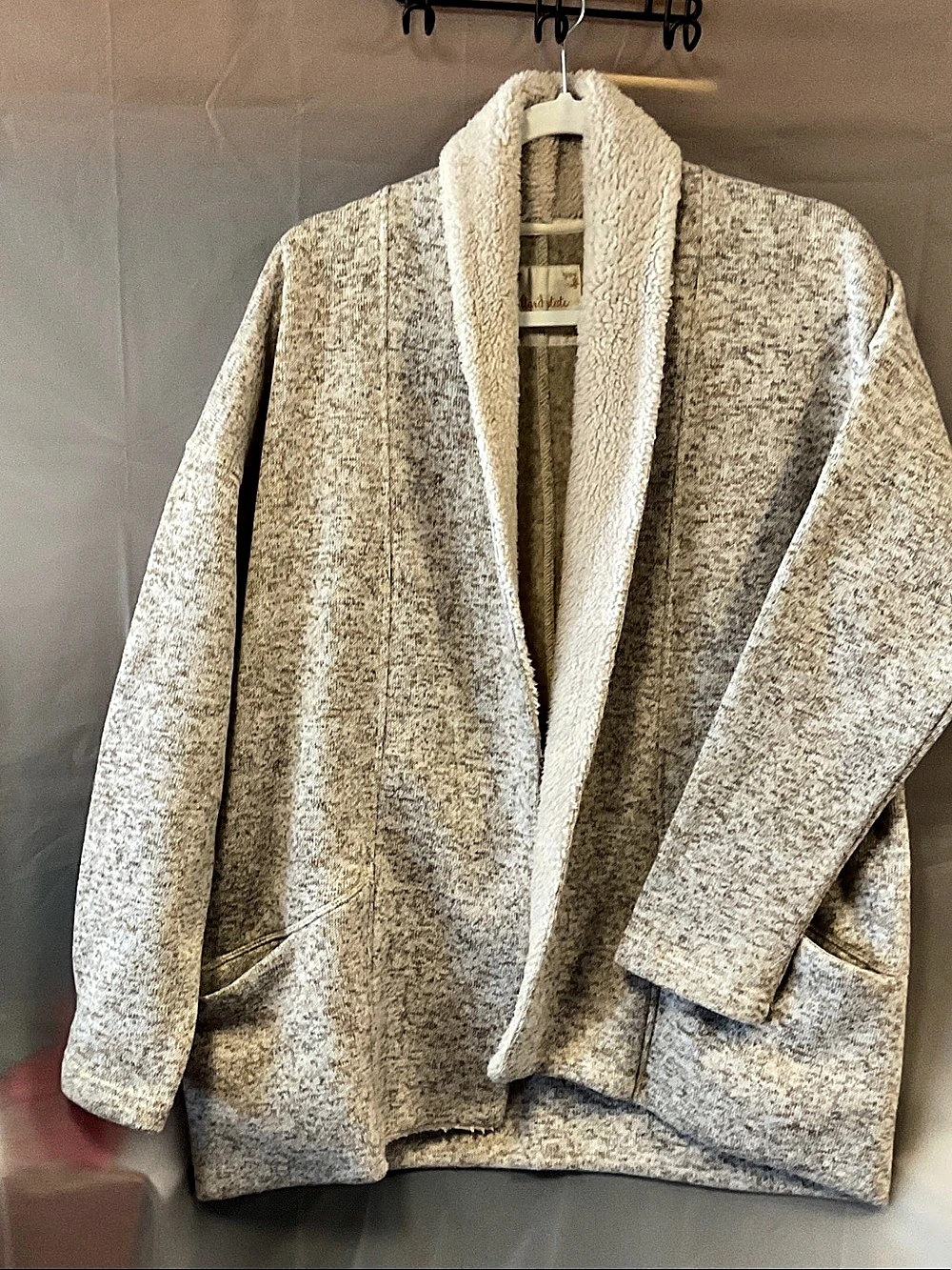 Altar'd State Shawl Collar Jacket in Cream & Brown Size Medium Like New